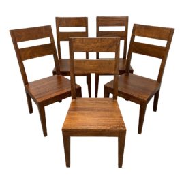 Crate & Barrel Basque Honey Wood Dining Chairs, Set of Five. Original Price: $1,250