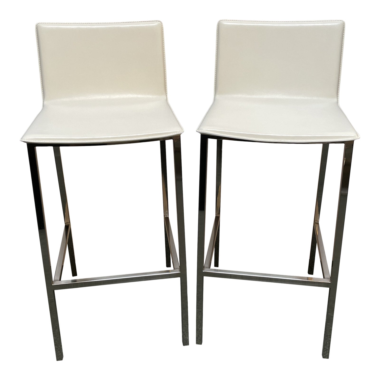 CB2 Phoenix Bonded Leather Barstools, a Pair. Original Price: $498