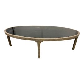 NEW Custom Design New Oval Oak + Glass Coffee Table