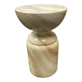 NEW Custom Design Faux Marble Pawn Table - Medium, Cream