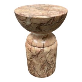 NEW Custom Design Faux Marble Pawn Table - Medium, Burgundy + Cream