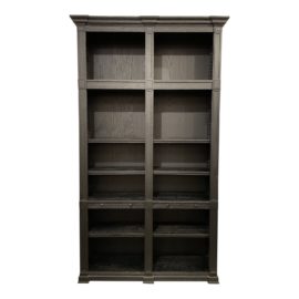 Restoration Hardware Atkins Black Oak Double Shelving Unit/Bookcase. Original Price: $1,952