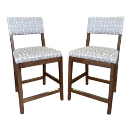 NEW Altura Custom Geometric Print Chevron Counter Stools, a Pair. Original Price: $4,532