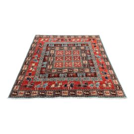 Pazryk-Soumak Handknotted Area Rug, India - 6′ × 6′. Original Price: $2,000