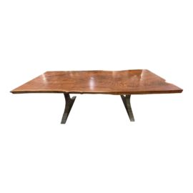 Custom Design Walnut + Metal Live Edge Table