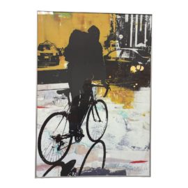 Custom Framed Abstract Modern Bicycle Cityscape Art Work