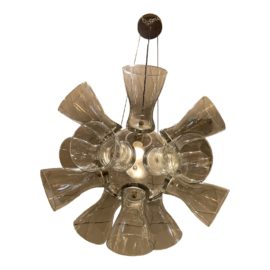 Mid Century Style Glass, Acrylic + Brass Chandelier by Ikea