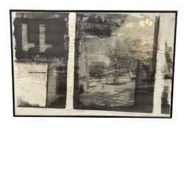 Postmodern Custom Framed Mixed Media Black + White Street Photo Collage