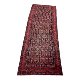 Burgundy + Navy Bokhara Style Runner - 3′7″ × 9′9″