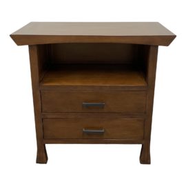 Maria Yee Two Drawer + Cubby Wood Nightstand