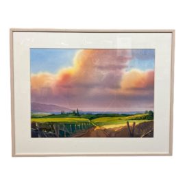 Douglas Chun Approaching Rain Framed Watercolor. Original Price: $1,950