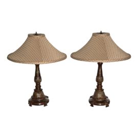 Vintage Frederick Cooper Bronze Finish Table Lamps, a Pair