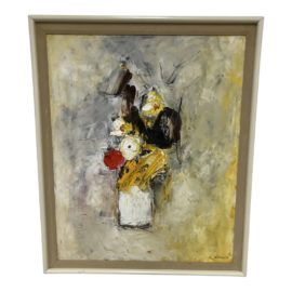 Mid 20th Century Abstract Floral Still Life - Framed