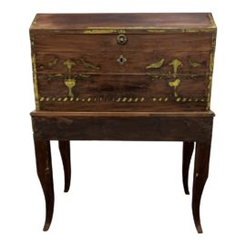 19th Century Wood Painted Chest + Stand