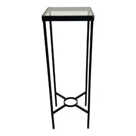 Contemporary Metal + Glass Square Pedestal Table