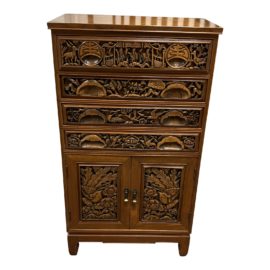 Late 20th Century Small Carved Wood Storage Chest of Drawers