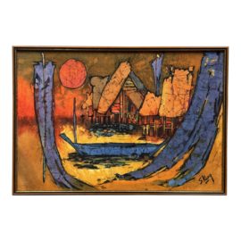 S. Keng Custom Framed Batik Painting