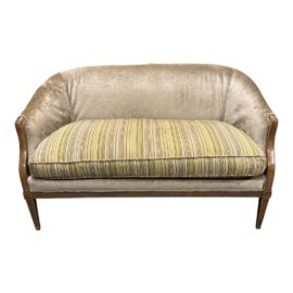 Vintage Barrel Back Velvet Loveseat