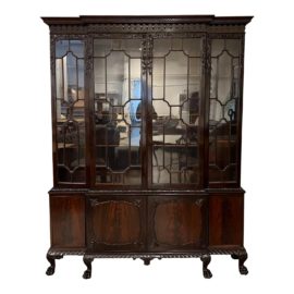 Vintage Traditional Mahogany Wood + Glass Hutch