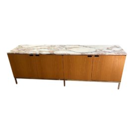 Florence Knoll Four Cabinet Credenza + Marble Top. Original Price: $12,350