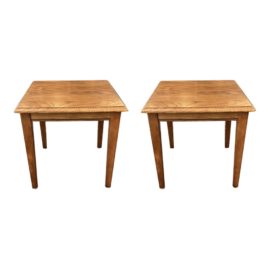Pair of Vintage Square Oak Side Tables