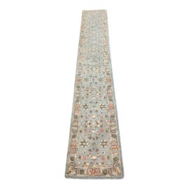 Contemporary Floral Wool Runner - 2′4″ × 13′10″