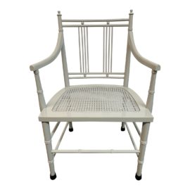 Dove Lacquer Caned Arm Chair