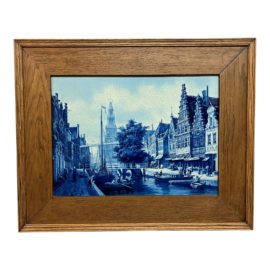 Framed Delft Painting of Alkmaar Weigh House. Original Price: $5,700