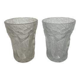 Josef Inwald Art Deco 1930's "Dans La Foret" Forest Trees Barolac Art Glass Vases, a Pair. Original Price: $1,520