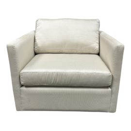 Custom Design Pfister Style Off White Silk Pinstripe Lounge Chair. Original Price: $1,400