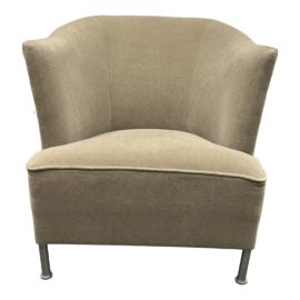 HBF Contemporary Taupe Mohair Velvet Barrel Back Lounge Chair