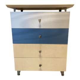 Ligne Roset Blue Maple + Aluminum Four Drawer Dresser Description