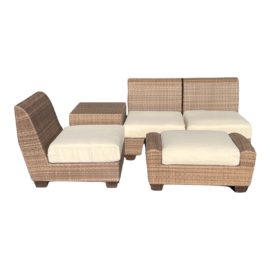 Contemporary Set of 3 Chairs + Side Table + Ottoman