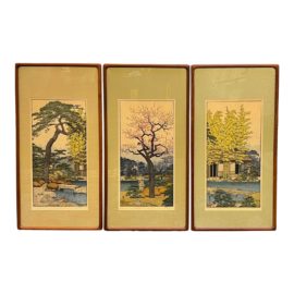 Toshi Yoshida Friendly Garden Wood Block Prints, Set of Three