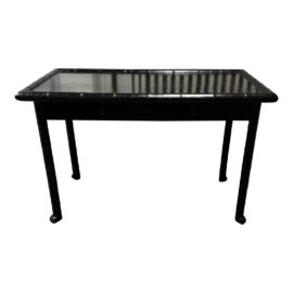 Boho Chic Black Lacquered Faux Bamboo Writing Desk