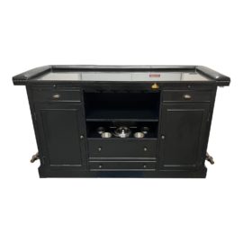 Howard Miller Marble Top Brass + Black Leather Bar