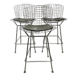 Design Within Reach Knoll Studio Harry Bertoia Counter Stools -Set of Three. Original Price: $4,290