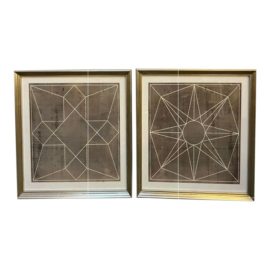 Contemporary Paragon Geometric Blueprints, a Pair