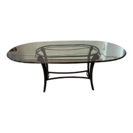 Post Modern Wrought Iron + Oval Glass