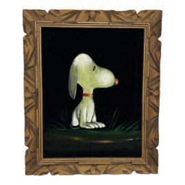 Late 20th Century Black Velvet Snoopy Painting