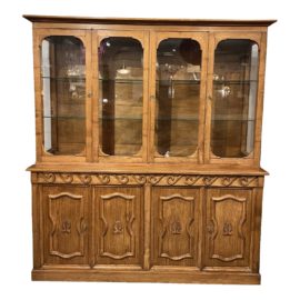 Late 20th Century Glass Display Two Piece Storage Cabinet