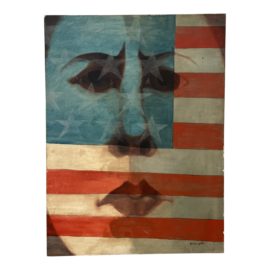 Holdsworth Original Vintage Painting "American Flag + Face"