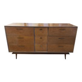 Mid 20th Century Nine-Drawer Wood Dresser