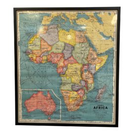 Custom Framed Vintage George F. Cram's Africa Map