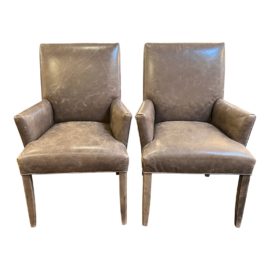 HD Buttercup Leather Arm Chairs, a Pair