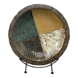 Decorative Textured Ceramic Plate + Stand