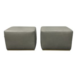 Restoration Hardware Rex Rectangular Leather Ottomans, a Pair. Original Price: $3,990