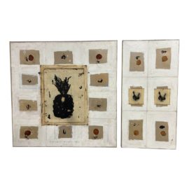 Original Mixed Media Pineapple + Shallot Dyptich