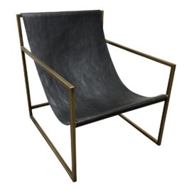 Garde Low Slung Brass Frame + Leather Seat Chair. Original Price: $5,500