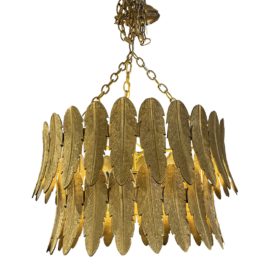 Anthropologie Quill Feather Brass Chandelier. Original Price: $748